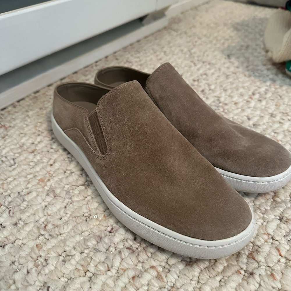 VINCE Tan Slip-On Suede Sneakers